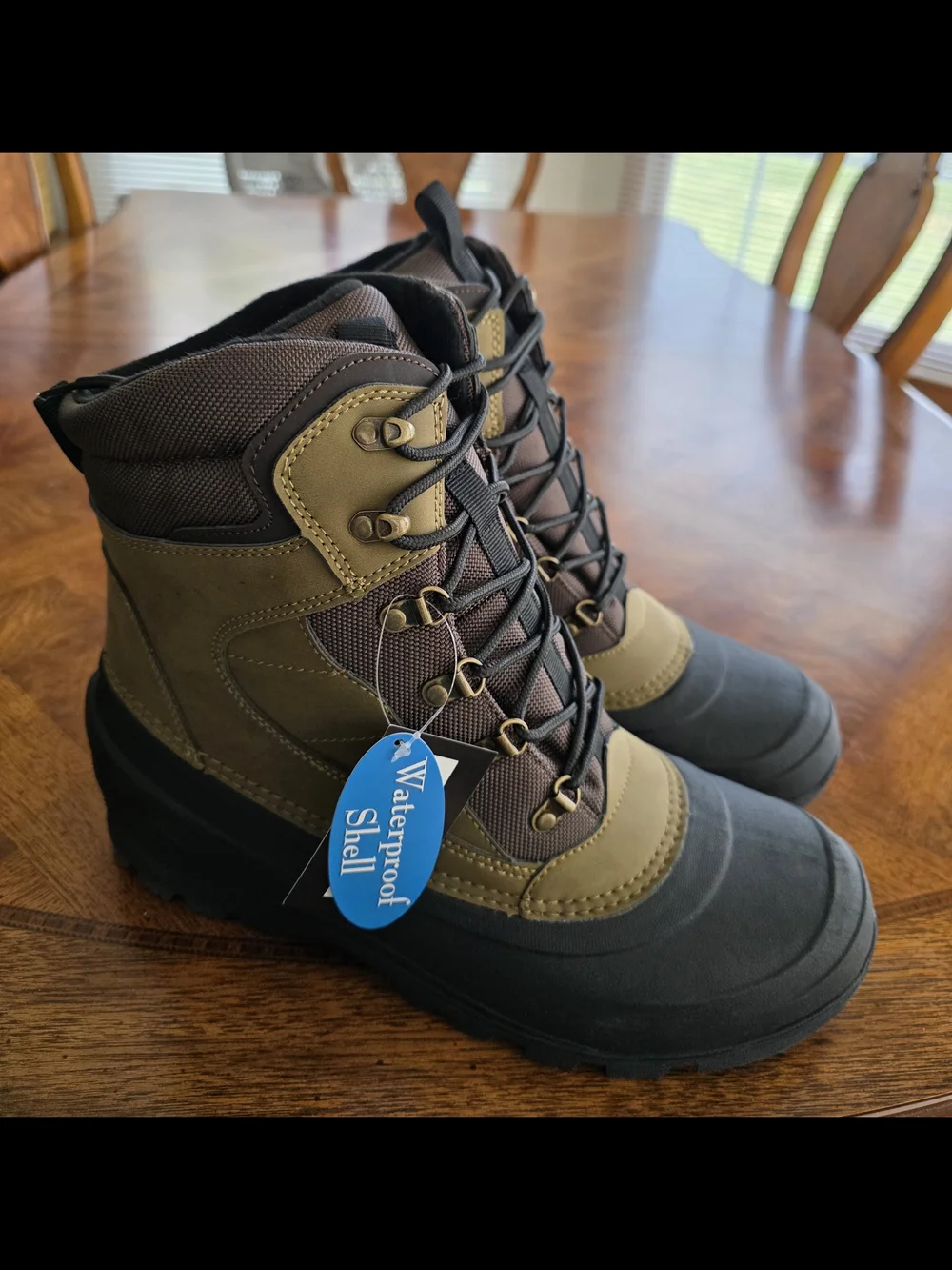 Weatherproof Men's Blake Waterproof Insulated Flat Heel Winter Boots Olive Sz 13
